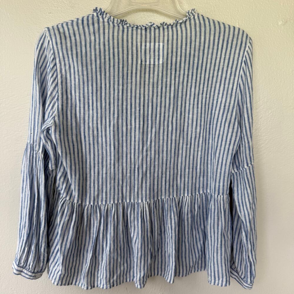 Rails XS Blue White Raylyn Top Fremon ruffled V-neckline peplum waist size XS - Picture 7 of 9